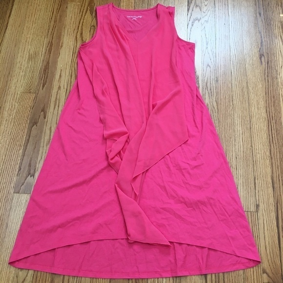 Soft Surroundings Amalfi Lipstick Pink Sleeveless V-neck Pullover Midi Dress - Picture 15 of 16